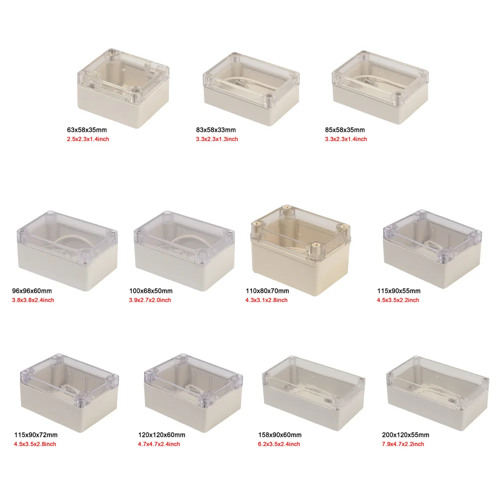 Waterproof Plastic Junction Box Transparent Cover Enclosure Electronic Instrument Housing Case Electrical Project Outdoor Boxes electronic enclosure case electrical junction box electrical box