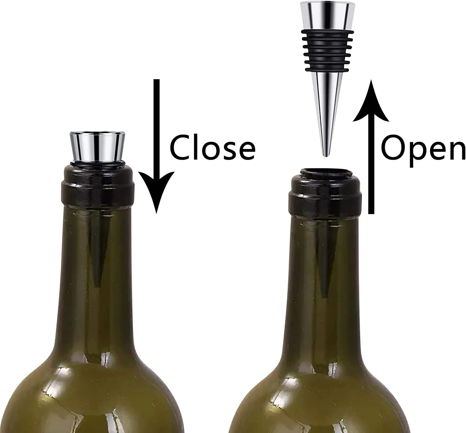 Set 8 Tappi Vino Vuoto Metallo - Tappi Riutilizzabili Per Bottiglie, Ideali Per Bar - Foto 7