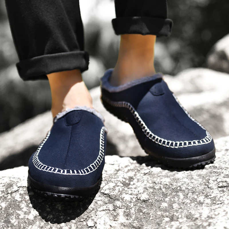 Autumn Winter Men Women Plush Fur Warm Slippers Indoor Home Cotton Shoes Slides Big Size Mini Platform Boot Slip-on Booties