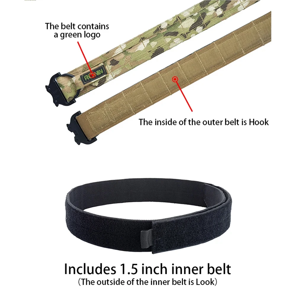 New 1.5 Inch Double Layer Belt Tactical Molle Belt Multicam CS Outdoor  Hunting Combat Belt