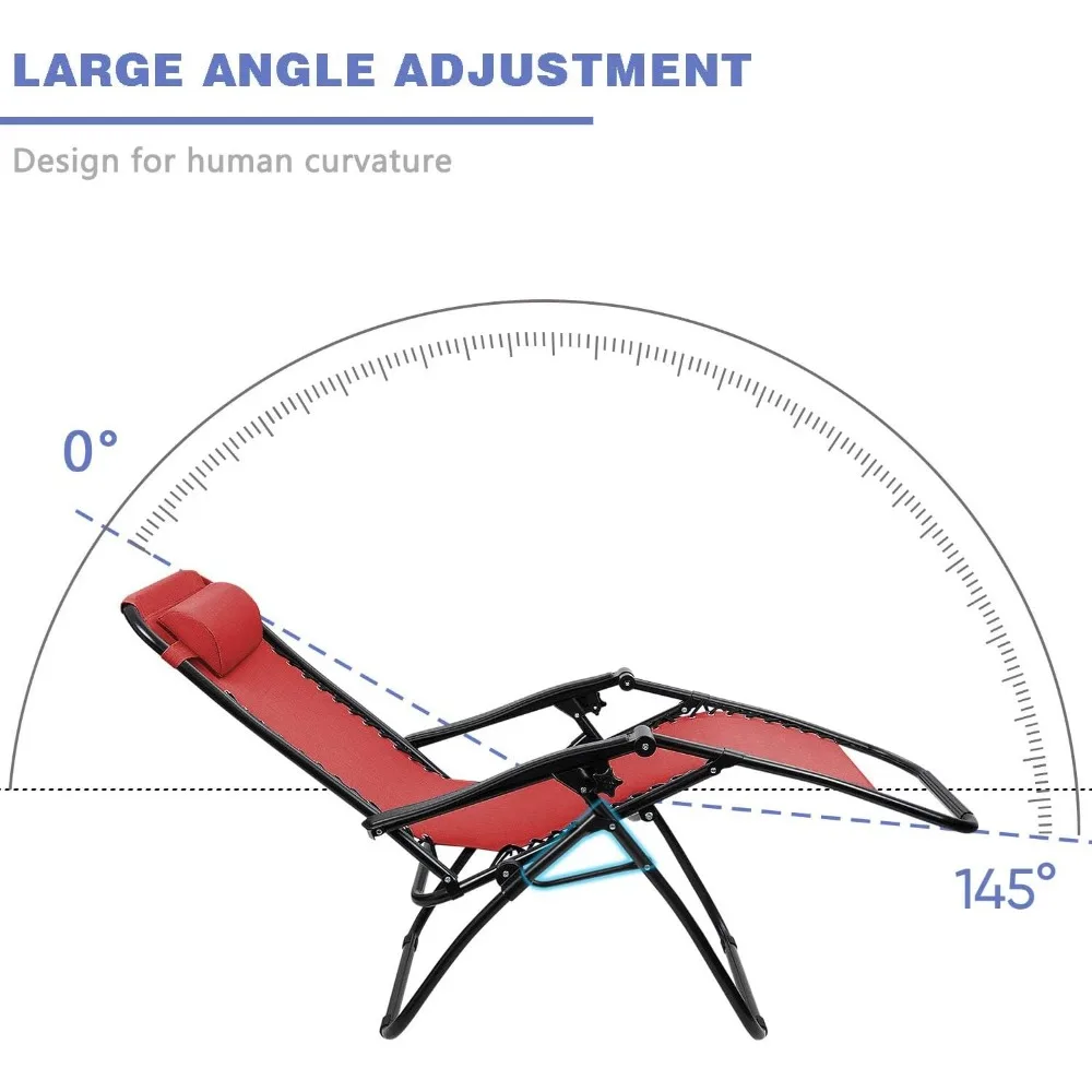 Zero Gravity Chair Patio Folding Lawn Lounge Chairs Outdoor Lounge Gravity Chair Camp Reclining Lounge Chair with Cup Holder 4