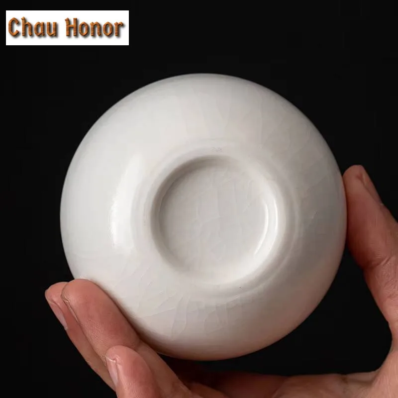 180ml Jade Grease Ru Porcelain Meditation Cup Ceramic Kung Fu Tea Set Master Cup Handmade Household Drinkware Accessories Gifts
