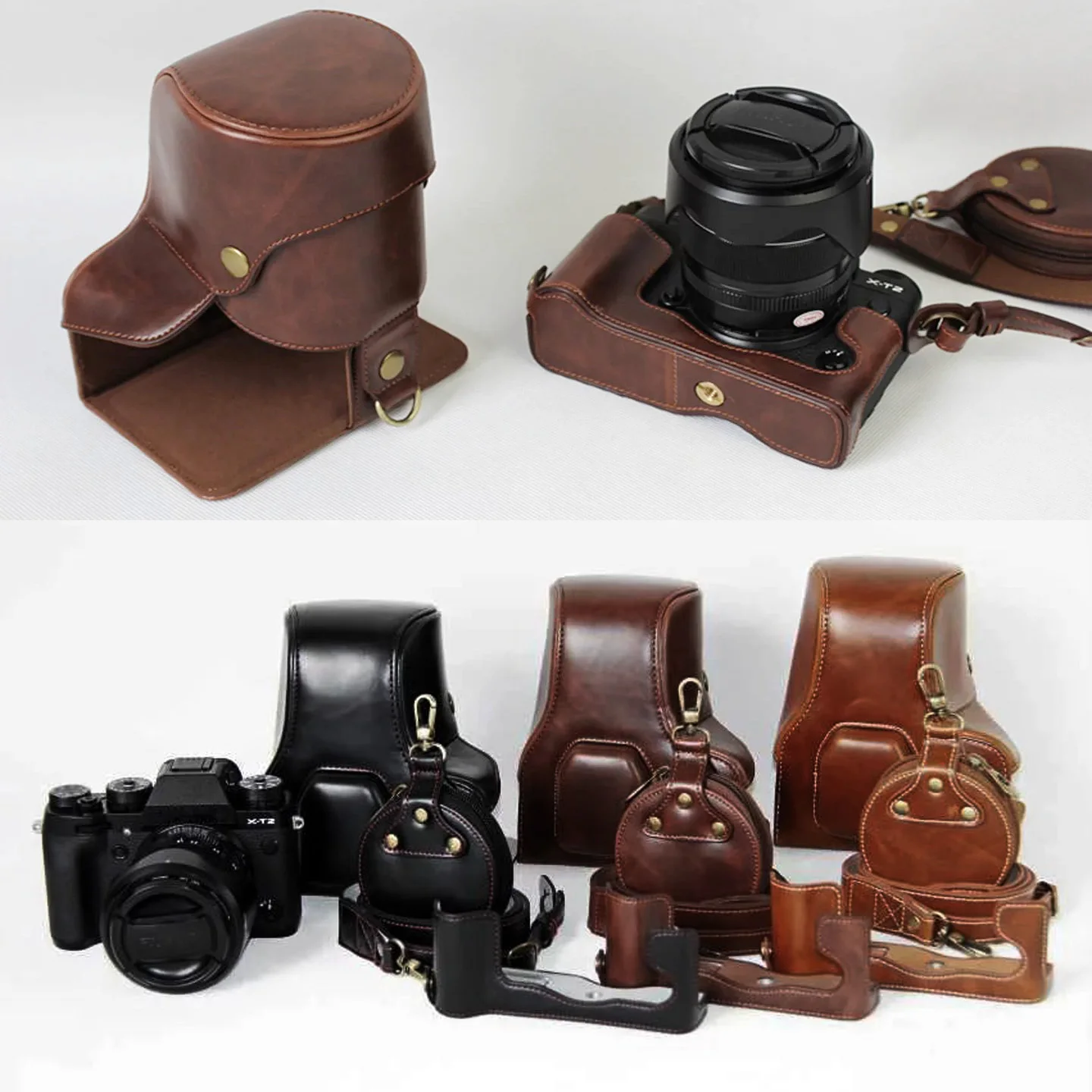 Hq Leather Camera Bag Case Grip Strap Per Fujifilm Fuji X-T2 X-T3
