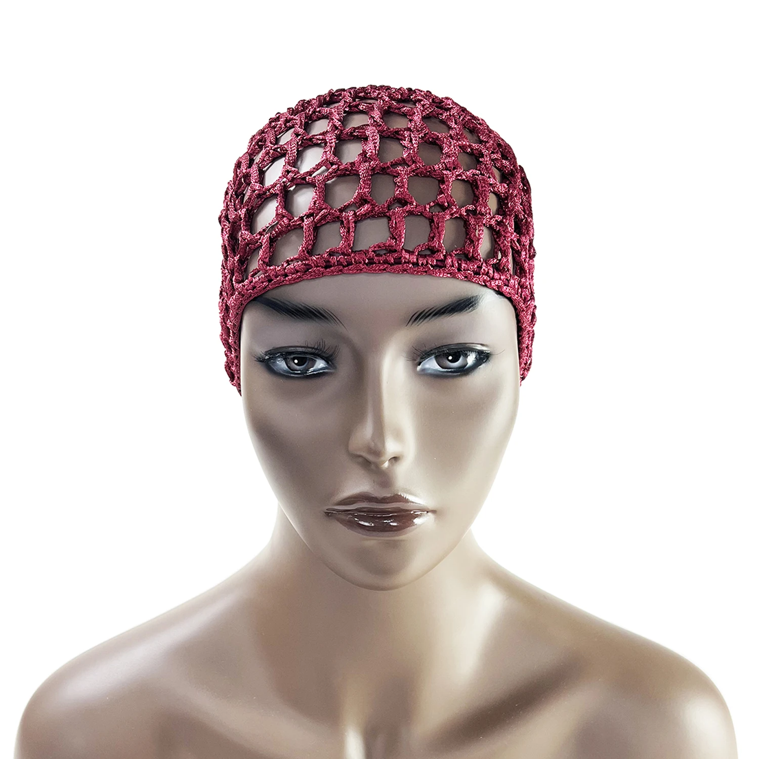 4PCS Candy Color Women Mesh Hair Net Cap Handmade Crochet Cap Kufi Caps Snood Night Sleep Cover Turban Hat Hair Accessories 3