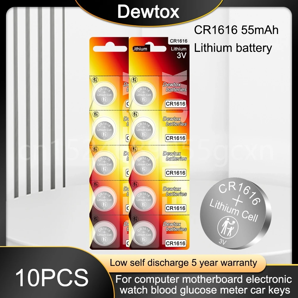 

10PCS Cr1616 Coin Cell Button 3 V Batteries BR1616 ECR1616 CR 1616 for Auto Remote Control Electric Remote Control