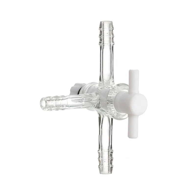 Glass Three-way Piston Exhaust Connector With PTFE Piston Valve Tetrafluoroethylene Adapter Throttle T-shaped Suction Connector