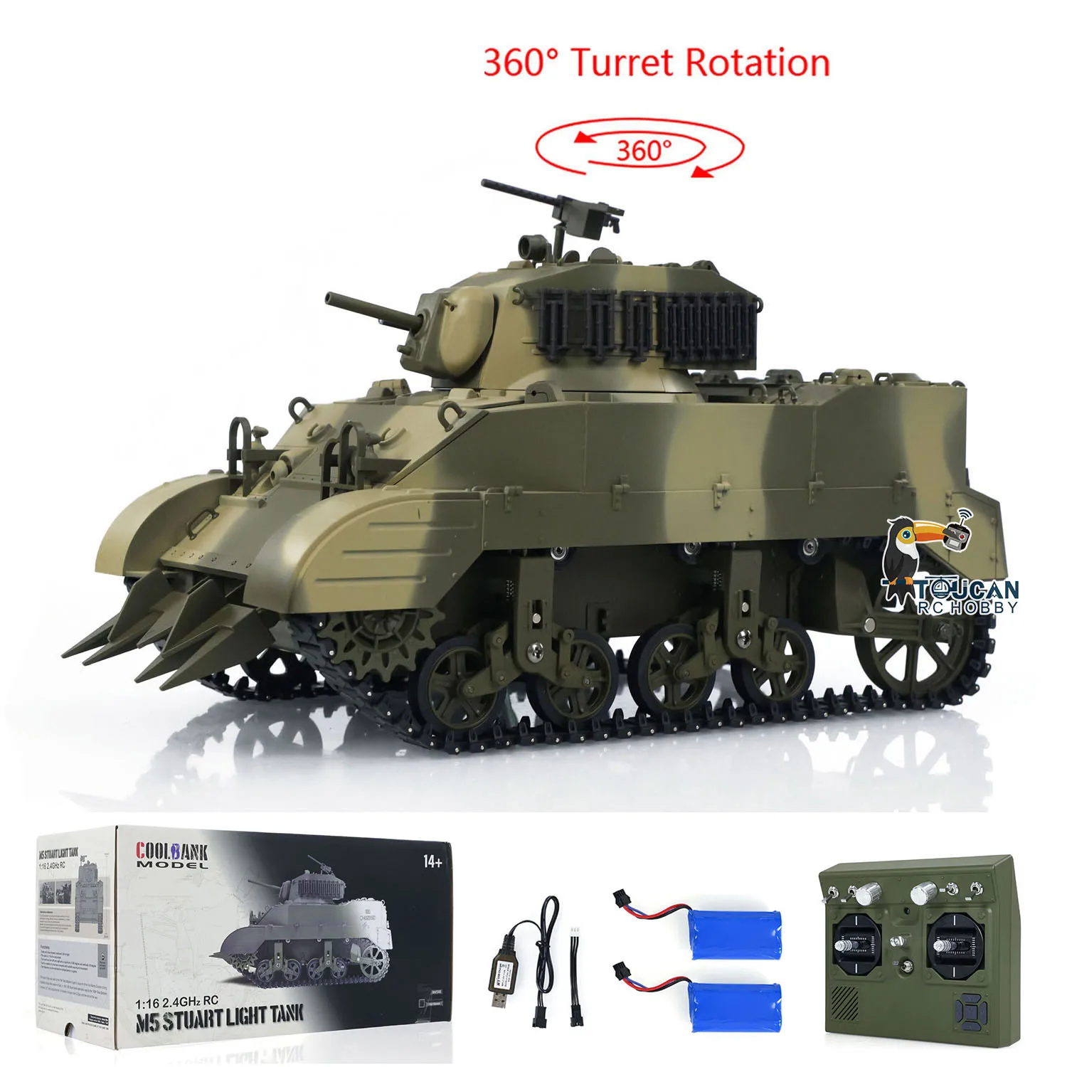 Char télécommandé 2.4GHz en mouvement sur un sol rocailleux, montrant sa robustesse