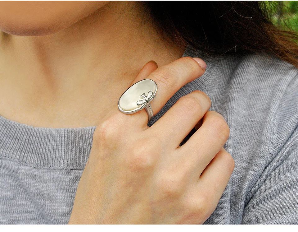 Silver Dragonfly  Sea Shell Ring