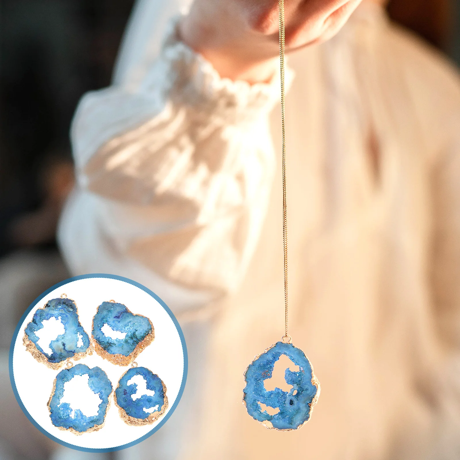 

Geode Stones Agate Pendant Bathroom Decorations DIY Jewelry Making Findings