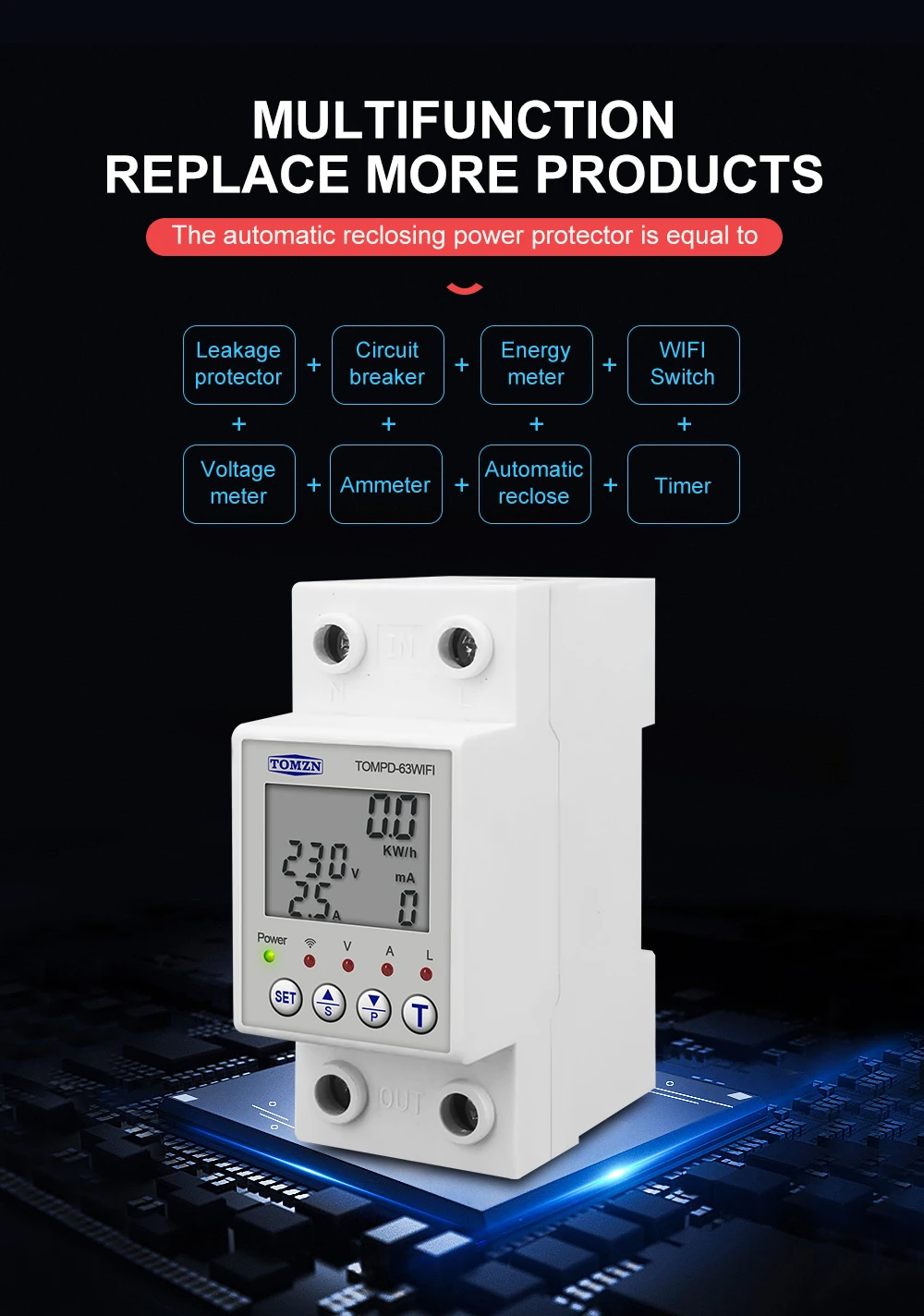 de Energia, Metering Timer, Tensão Current Proteção Vazamento, 63A, 110V, 220V