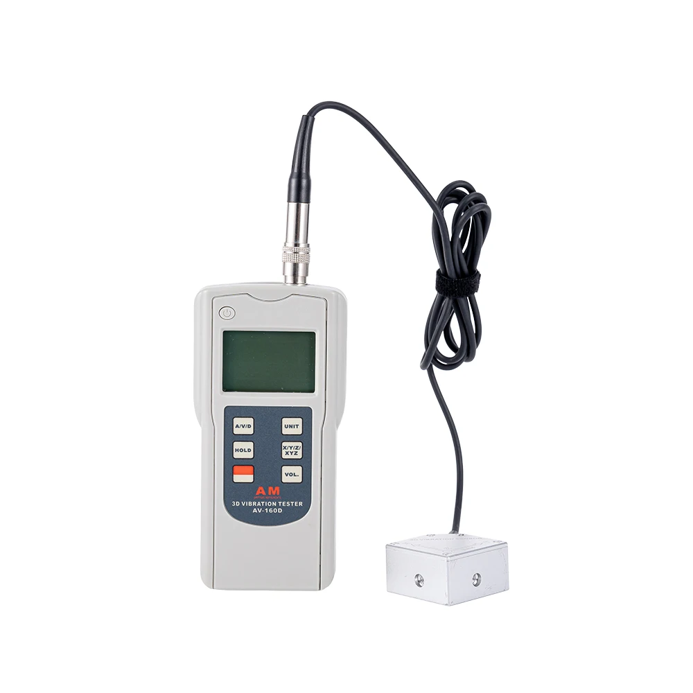 AV-160D 3D Triaxial Vibration meter digital Vibration Tester 10 Hz ~ 1K Hz Mechanical Motion Vibrometer Piezo Vibration Sensor 4