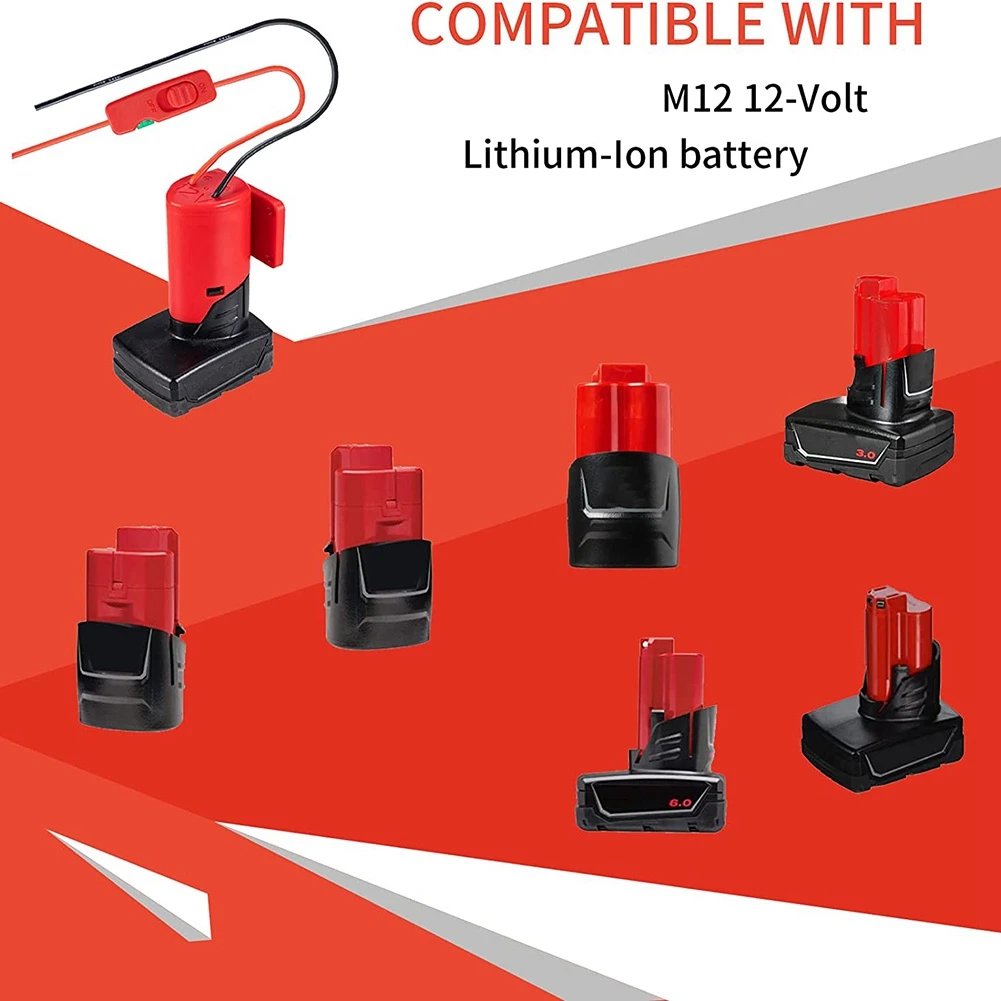 파워 휠 어댑터, 스위치 퓨즈 및 와이어 단자가 있는 배터리 컨버터 키트, 12V M12 배터리 어댑터