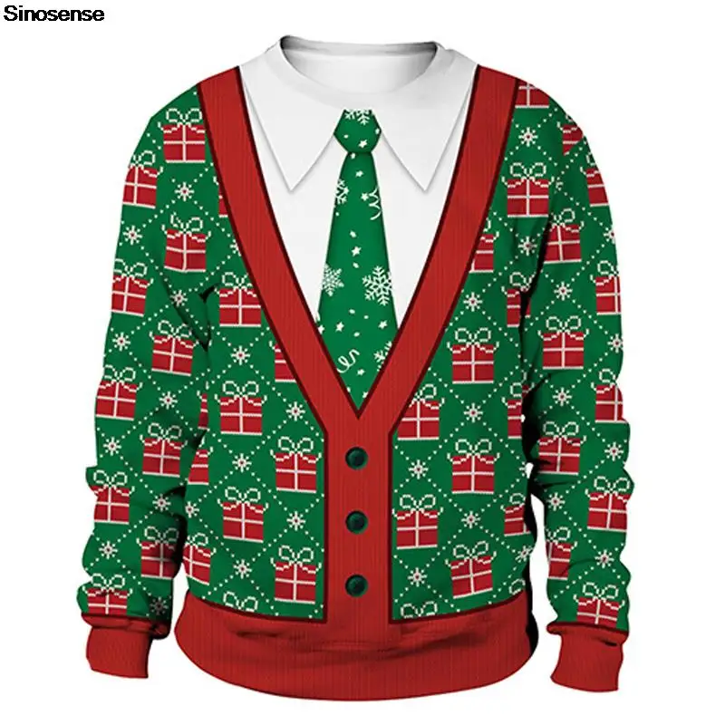 

Men Women Ugly Christmas Sweater Pullover Tacky Xmas Jumper Tops 3D Christmas Gift Print Autumn Winter Holiday Party Sweatshirt