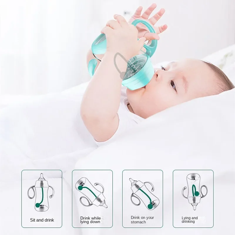 Baby Feeding Bottle Anti-Choke Baby Bottle with Grip Wide-Caliber Feeding Bottle for Newborn