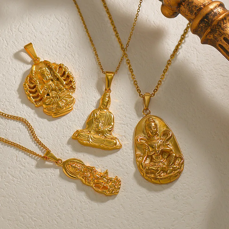 Gold Vermeil Gold Necklace Buddha Gold Plated Gold Buddha