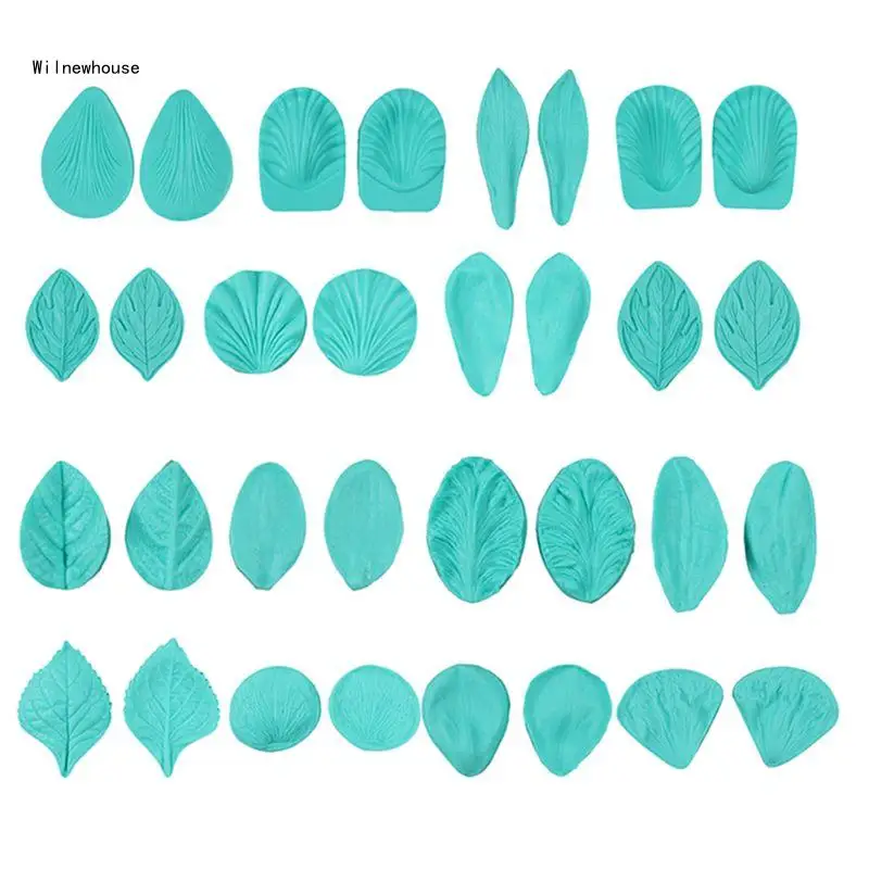 

F63A 16 шт. паста из резинки листья цветы прожилки силиконовые формы для помадки для свадебного торта кекс Топпер шоколадные