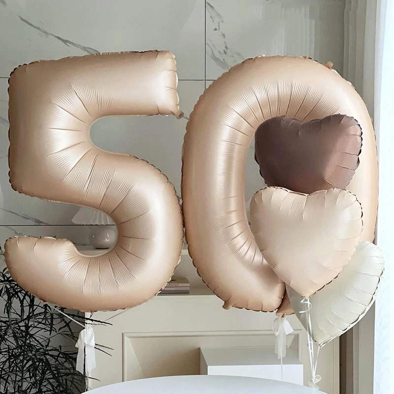 Palloncino beige 12 Anni compleanno, Decorazione palloncino bianco crema per il 12 Anni compleanno,Palloncini foil stella cuore marrone albicocca beige, Addobbi per Compleanno anniversario Festa