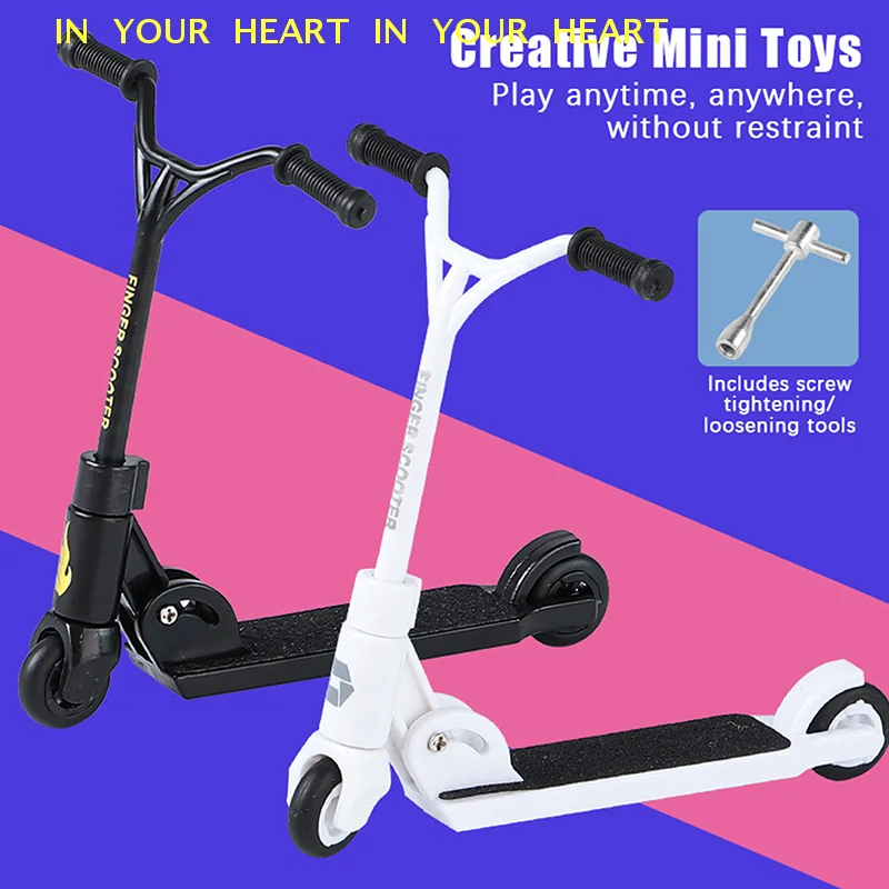 접이식 T형 어린이 킥 스쿠터 BMX 핑거 스케이트보드 브레이크 포함 교육용 장난감 어린이를 위한 재미있는 손가락 운동