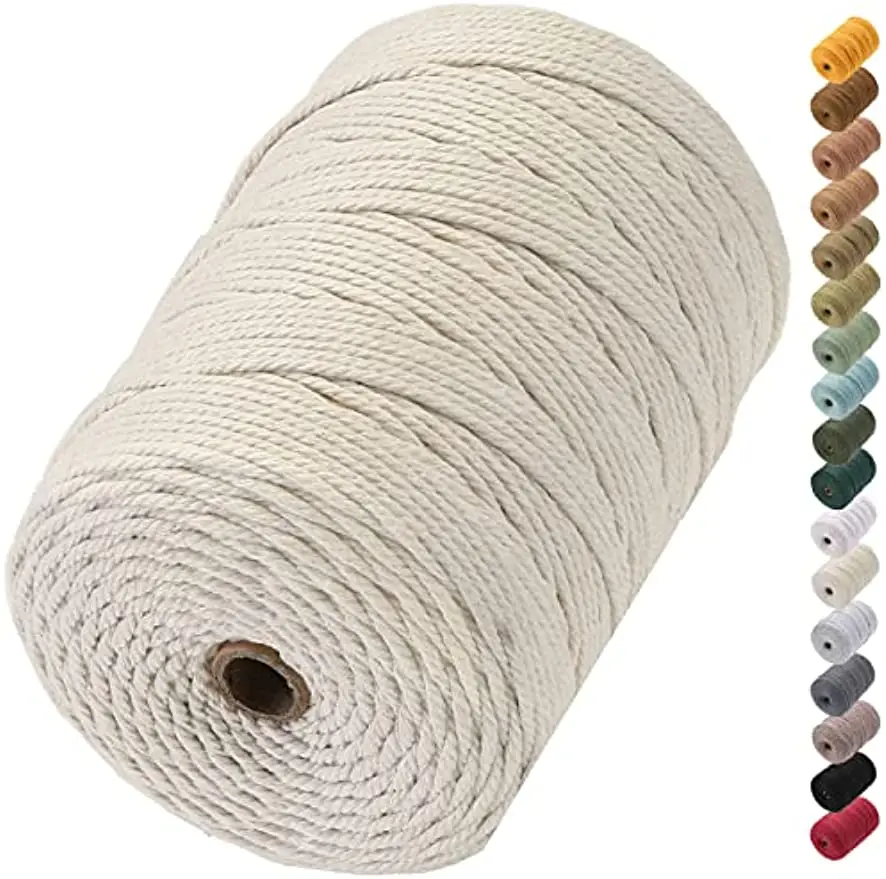 

Macrame Cord 3mm Natural Cotton Cord Colored Rope Garden Supplies Cotton Rope Craft Rope Yarn for Plant Hanger Wall Hanger