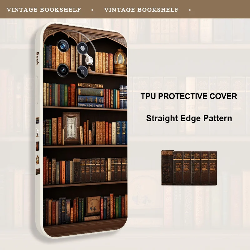 Vintage Bookshelf Design Liquid Silicone Phone Case