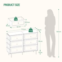 Комод Hzuaneri, шкаф с 6 тканевыми ящиками, многофункциональный сервант с тканевой сумкой, металлический каркас, бело-золотой — изображение 6