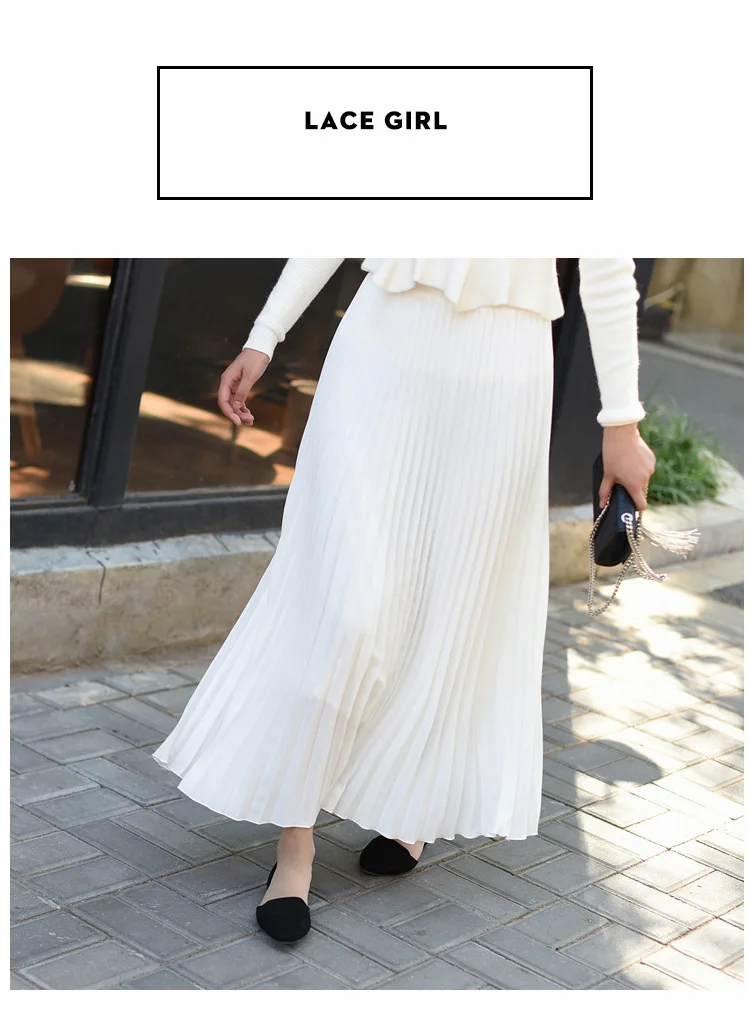 white pleated skirt TINT ERA High Waist Skirt Spring Autumn New Temperament Thin Chiffon Hand-pressed Crepe Pleated Large Swing A-line Skirts Women crop top and skirt