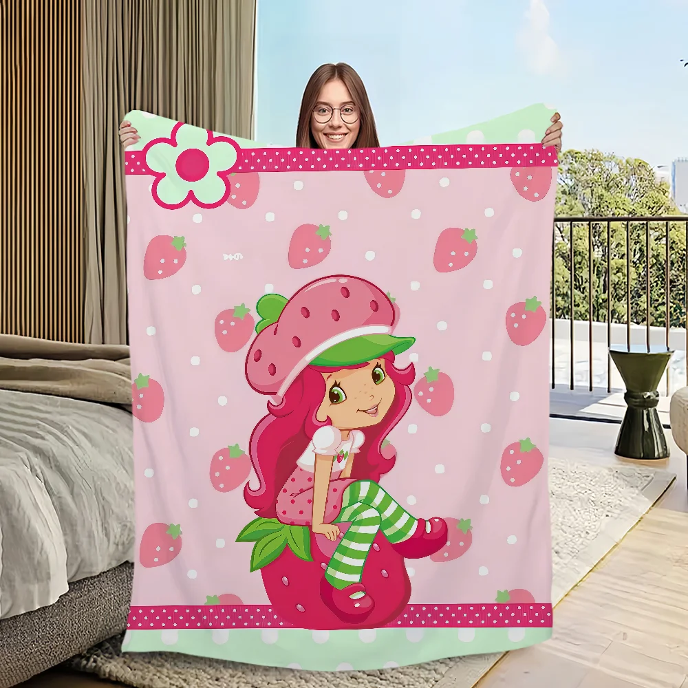 S-strawberry warm Cute soft plush blanket S-shortcakeS for sofa living room bedroom cartoon travel gift single-sided printed 3