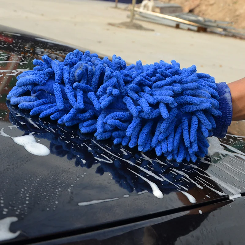 Double-sided Chenille Car Wash Gloves, Automotive High-density Coral Insect Cleaning Gloves, Microfiber Gloves