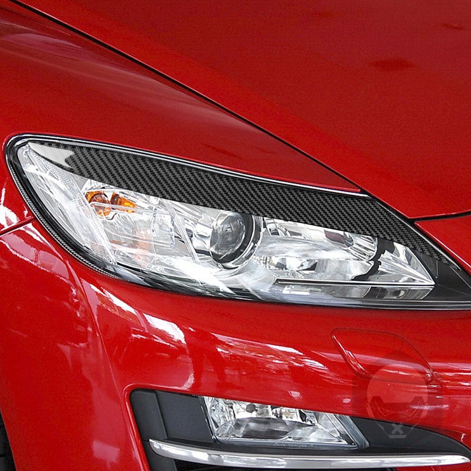 

Real Carbon Fiber Car Front Headlight Eyebrow Eyelids Stickers For Mazda RX-8 2009 2010 2011 2012