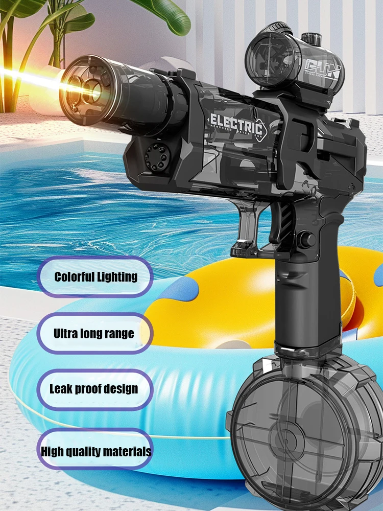 

Automatic Water Absorbing Large Capacity Water Gun Summer Electric Water Gun Long Rang Pulse Watergun Outdoor Toy With Light