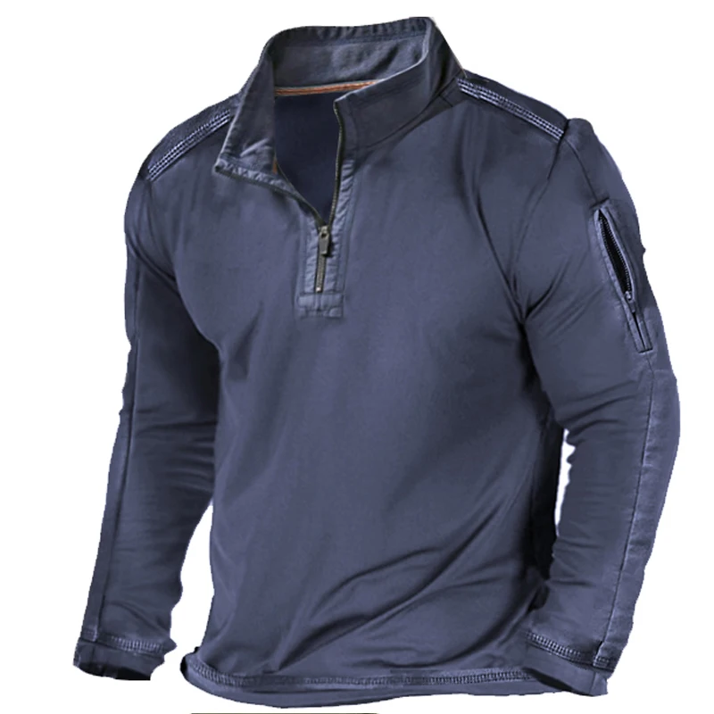 

Mens Solid Color Sweatshirts Turn-down Collar Zipper Casual Pullover Tops for Men Spring Fall Long Sleeve Slim Hoodies
