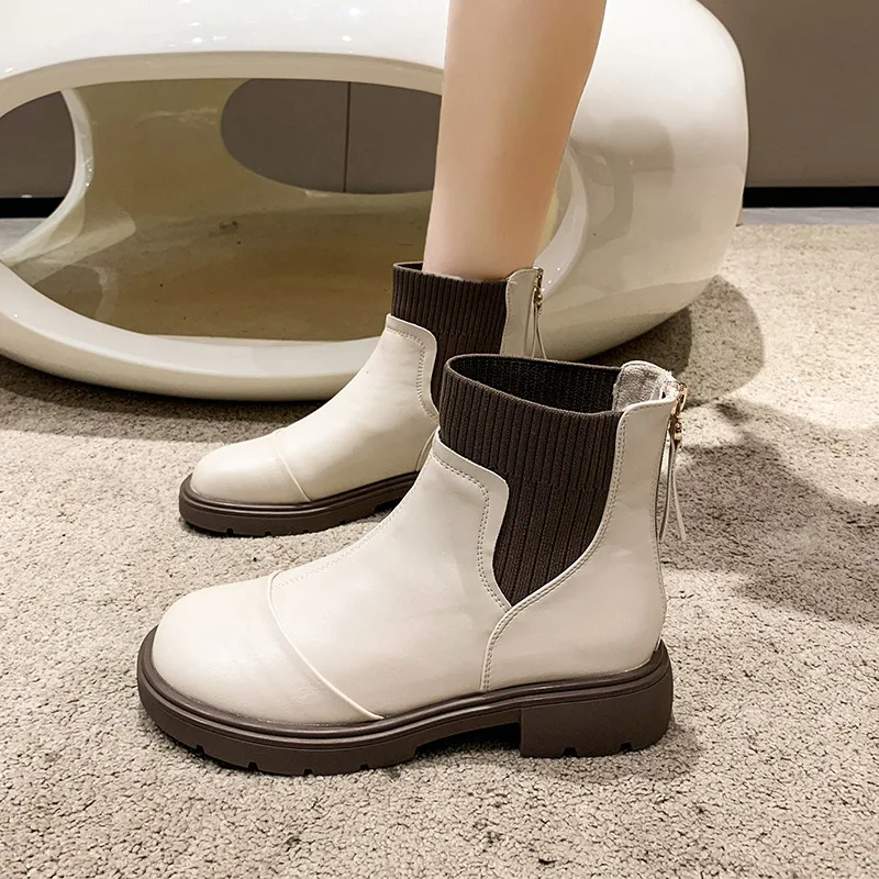 

2023 Fashion Women Chelsea Boots Elastic Womans Short Boots Socks Boots Pumps For Ladies Office Shoes Female Ankle Booties Shoes