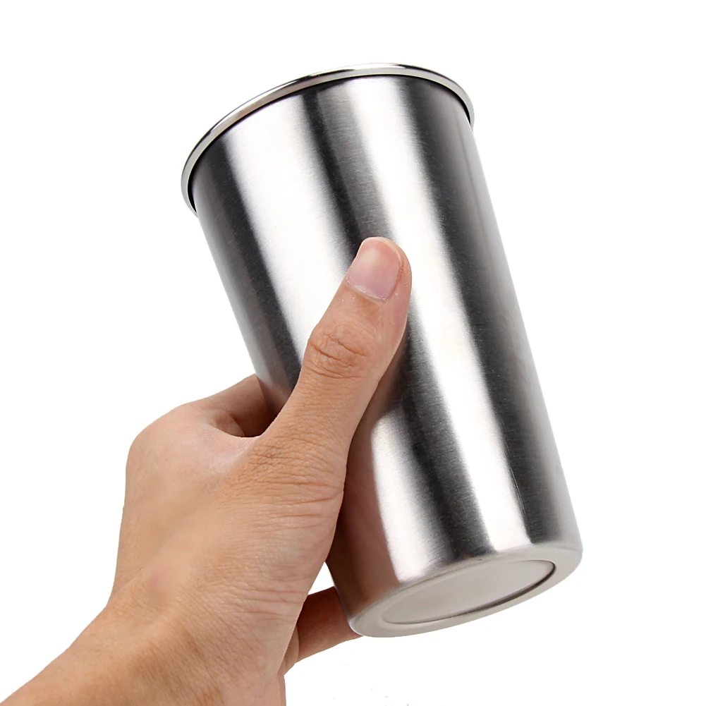 500ML Stainless Steel Cups 16oz Tumbler Pint Glasses 18/8 Metal Cold Cup Durable 