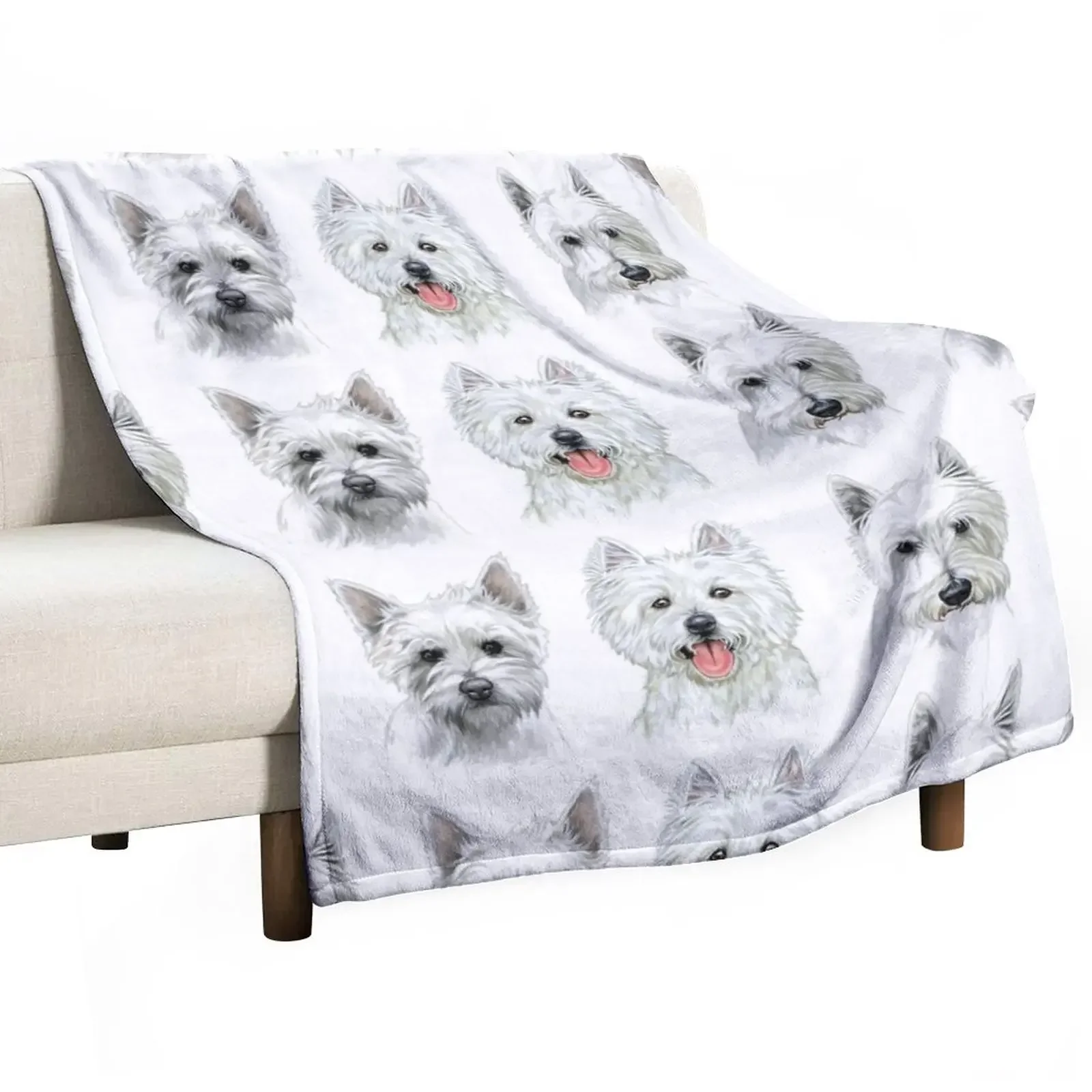 

Westies Throw Blanket Soft Beds Hair Plaid on the sofa Large Blankets