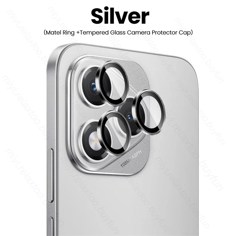 Aluminum Alloy Ring Camera Protector with HD Glass Lens Cover