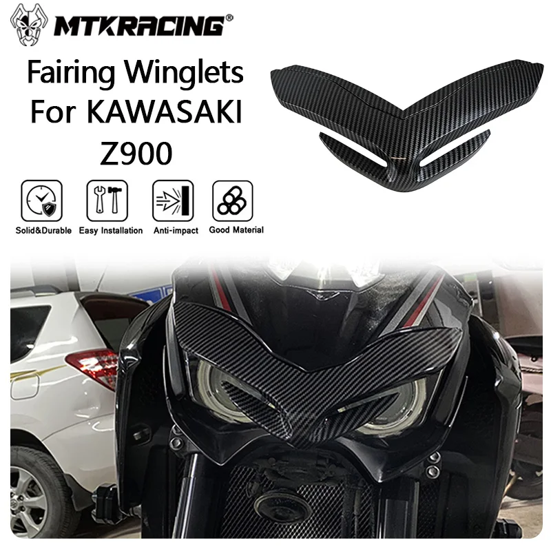 Motorcycle Fairing MTKRACING Deflector for KAWASAKI Z900-Front Fairing Aerodynamic Winglets Front Beak Nose Cone Extension Cover Extender motorcycle winglet motorcycle upper deflector