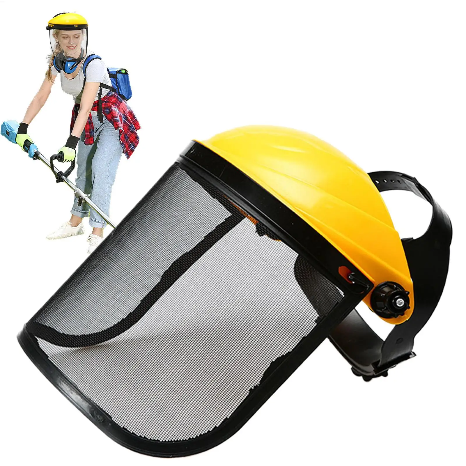 Face Shield Garden Grass Trimmer Safety Helmet Hat With Full Face Mesh Splash Proof Face Screen Safety Protective Mask