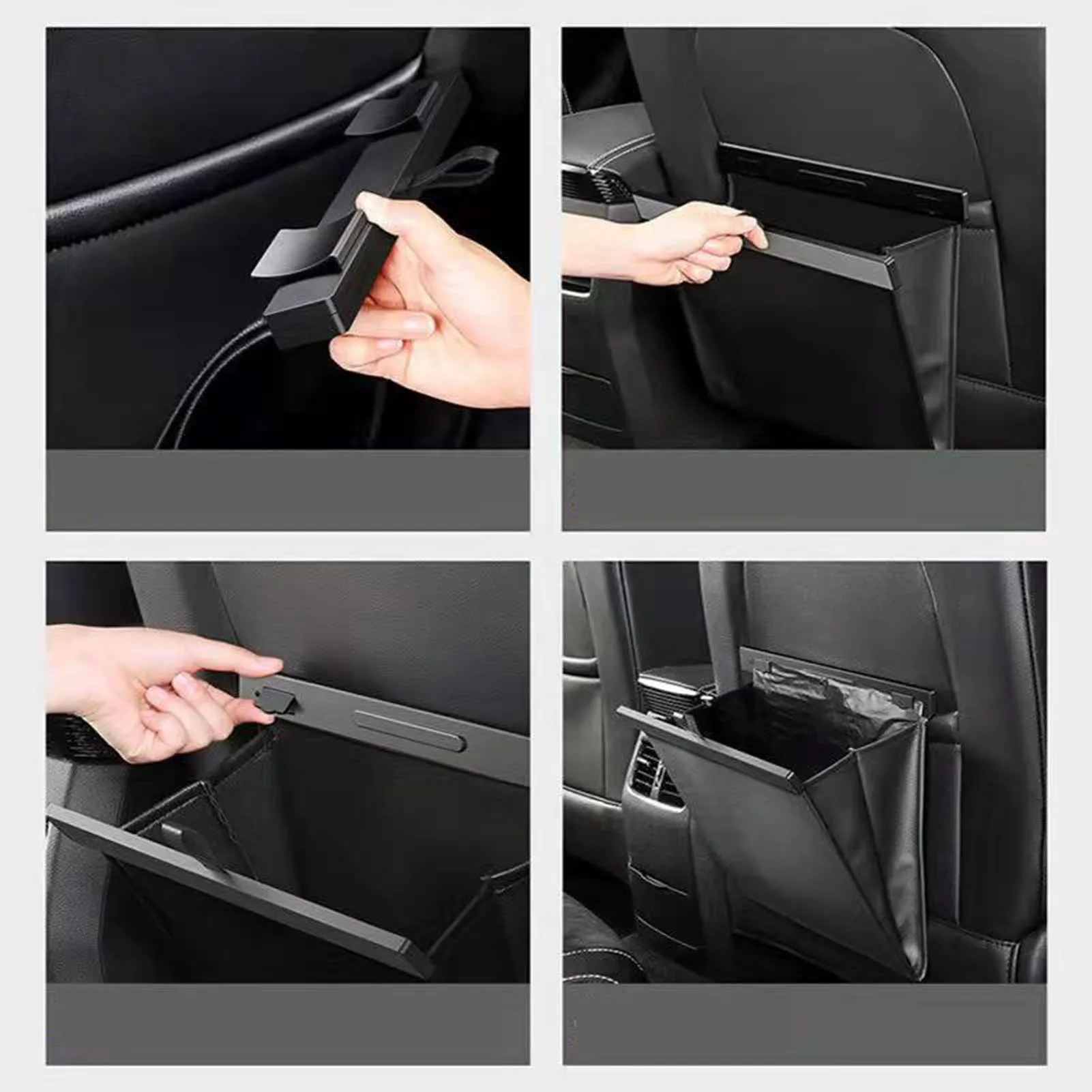Leather Car Trash Bag Waterproof Auto Backseat Hanging Auto Trash Can Bucket Vehicle Waste Bin For Tesla Model 3 Y X
