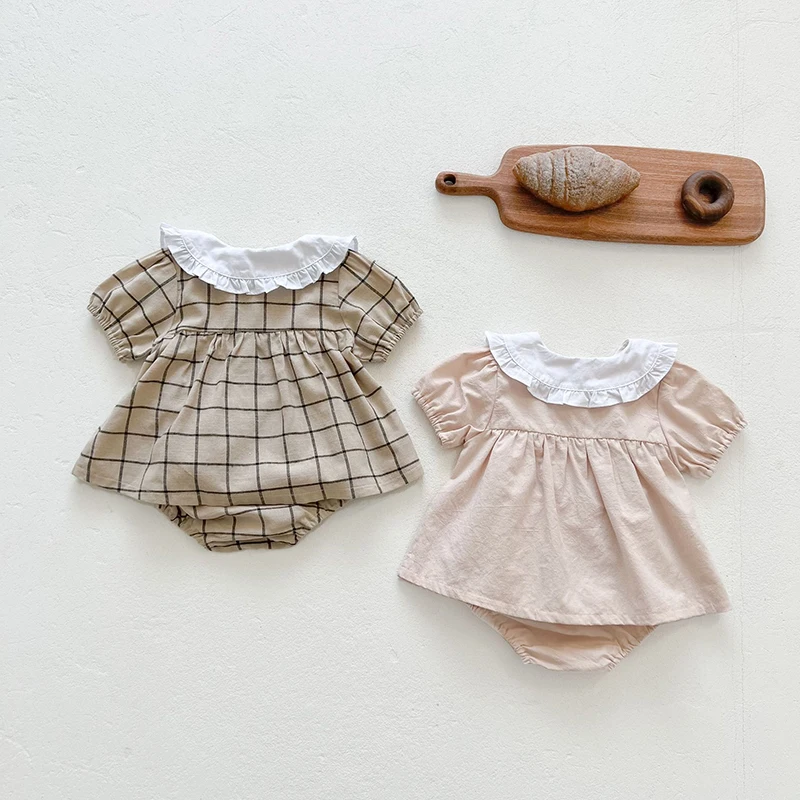 Cute Plaid Baby Clothing Set for Girls