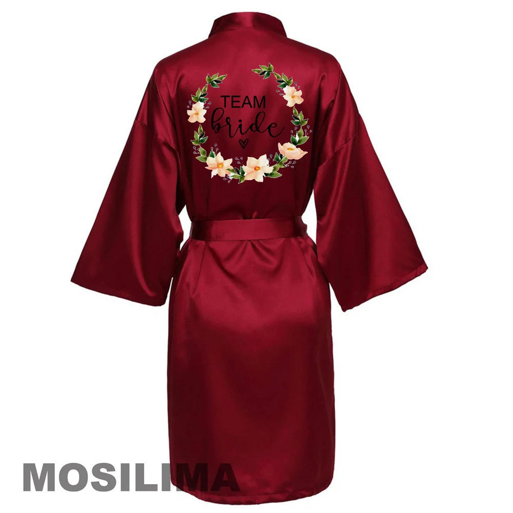 Wedding Party Team Bride Robe Kimono Satin Pajamas Bridesmaid Bathrobe SP073 women sleepwear bride robes silk robe sleepwear pajamas