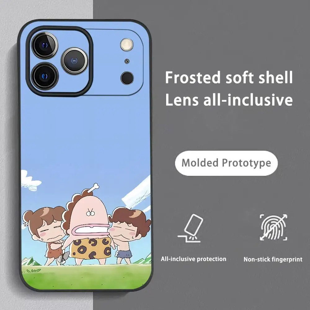 Adorable Anime-Inspired Black Frosted Soft Phone Case