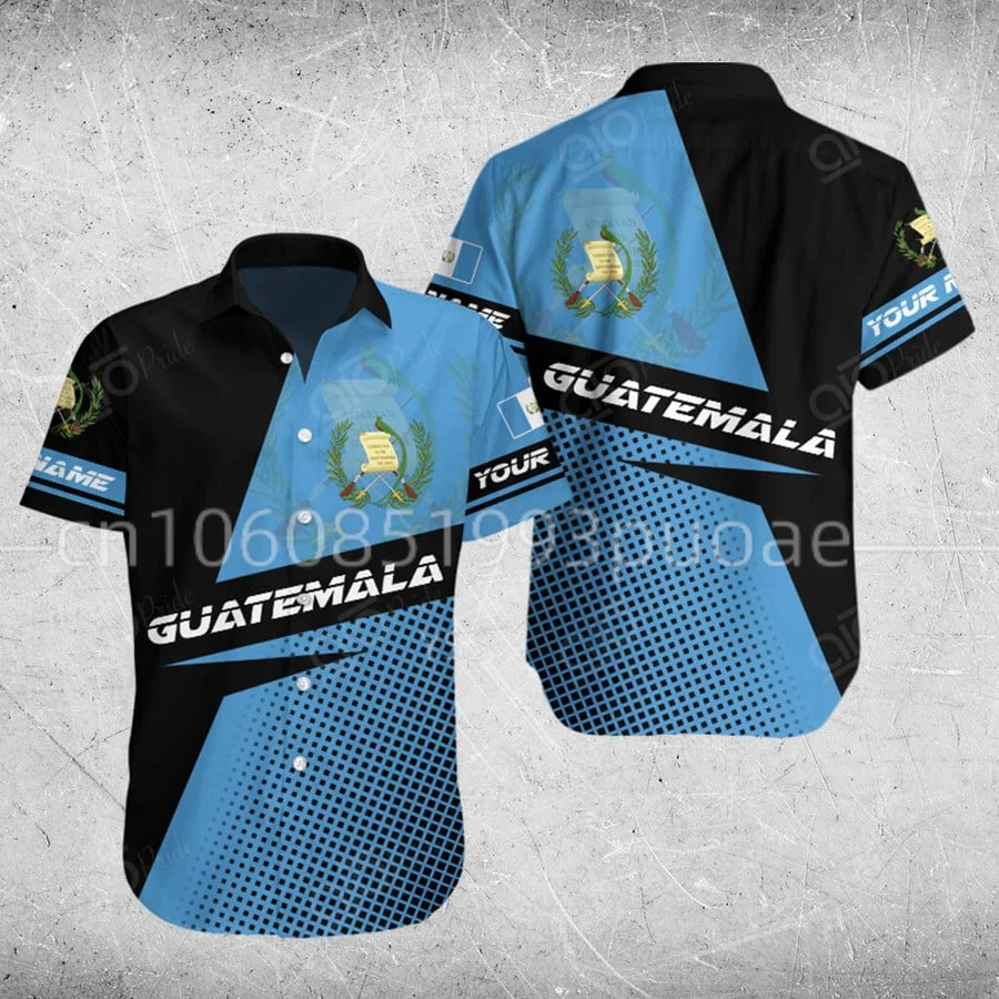 

2023 Summer Men's Hawaii Shirt Guatemala Flag 3D Printing Casual Hawaiian Custom Name Men's and Women's Short Sleeve Top
