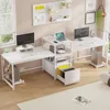 98" Home Office Desk, Computer Desk with File Drawer, Power Strip with USB, 2 Person Long Desk, Storage, Printer Shelf 1