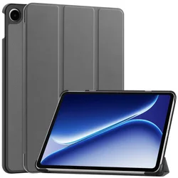 12.1 Inch Tri - Folding PU Leather Stand Cover - Premium Hard Plastic Case for OnePlus Pad Go 2 (Gray)