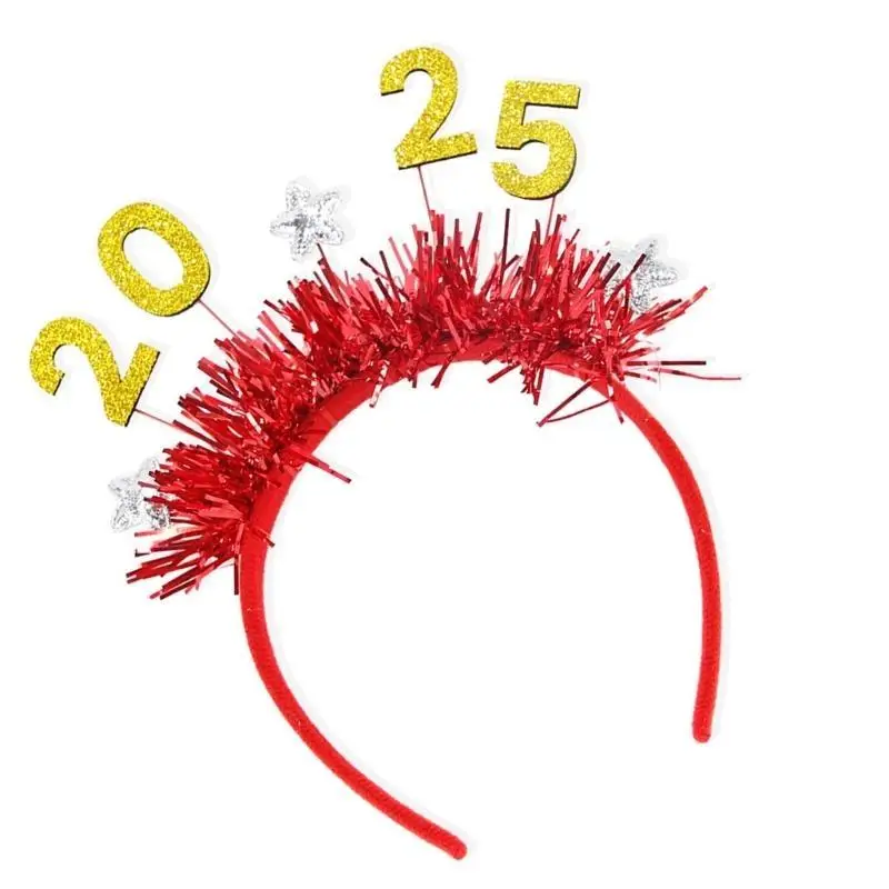 A52E Studenten 2025 Neujahr Haarband Pailletten Buchstaben Haarreifen für Weihnachtsfeier – Detail 10