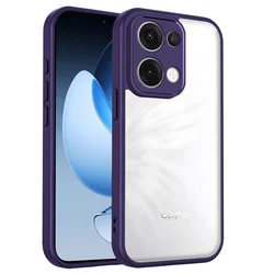 Sleek Plating Silicone Bumper Shockproof Matte Phone Case with Clear Back Cover for OPPO Reno13 (Purple)