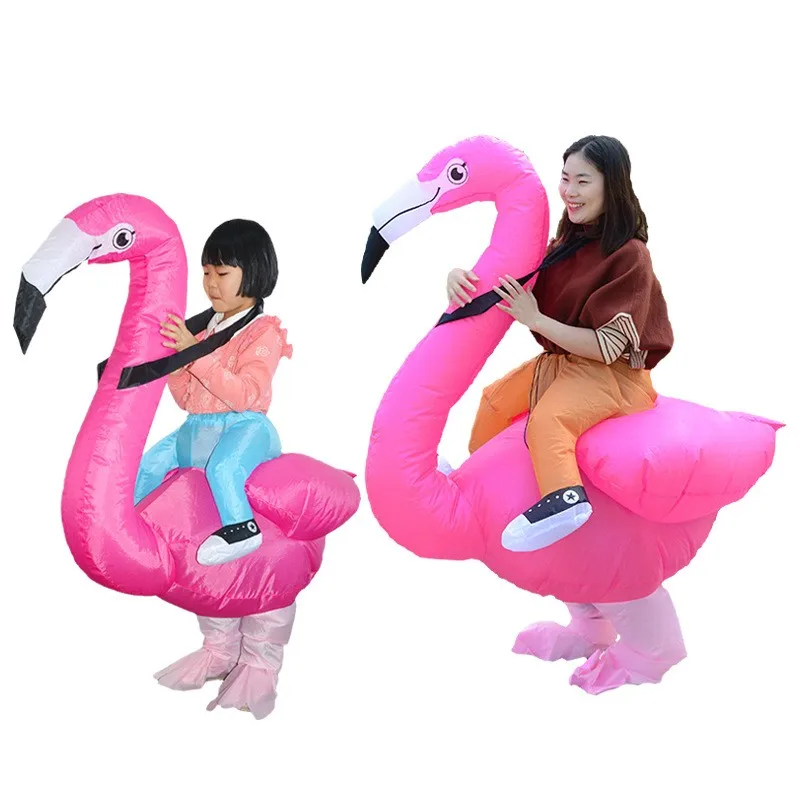 FunnyPinkFlamingoInflatableSuitMascotCostumeAdultKidAnimeCosplayPartyBlowUpOutfit