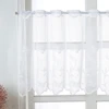 White Lace Window Short Curtains Cafe Bar Dustproof Half Drapes Cabinet Partition Curtain Rod Pocket Windows Sheer Curtains 3