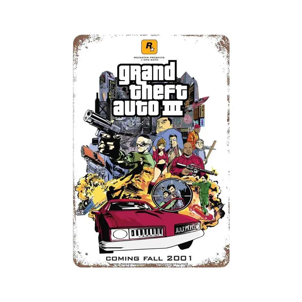 GTA V map Los Santos Game Poster Metal Sign Tin  