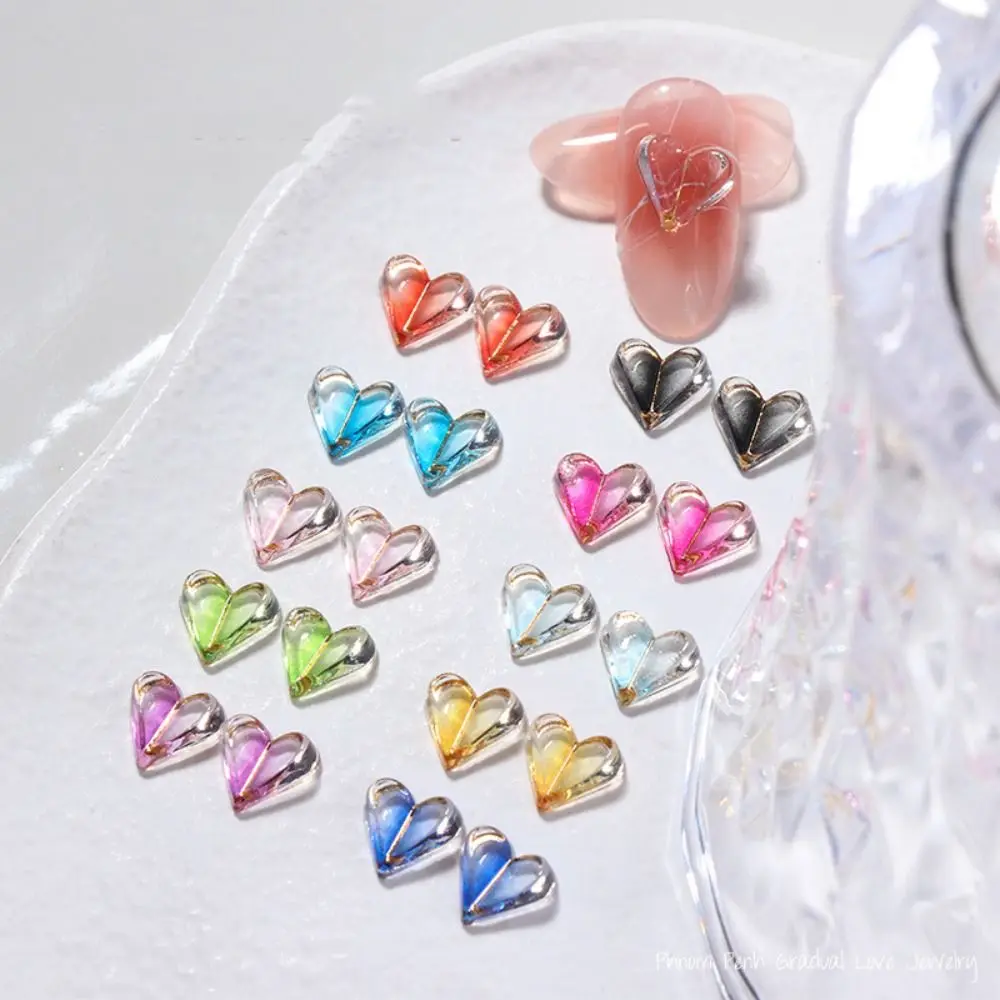 

50pcs Transparent Gradient Color Love Heart Resin Manicure Ornaments Nail Art Charms Nail Art Decor Manicure Accessories